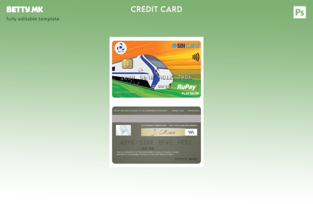 модерен стил Индија Државна банка на Индија IRCTC SBI RuPay шаблон платина карти